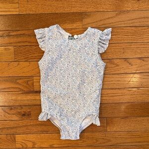 Floral Ruffle Sleeve Kids Swim One Piece